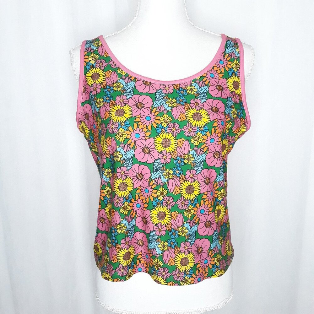 Popfit x Cheek Boss Retro Floral Tank Butter Soft Vibrant Print